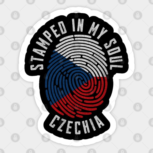 Czechia Flag Fingerprint Art for Proud Czech Heritage Lovers Sticker by Yesteeyear